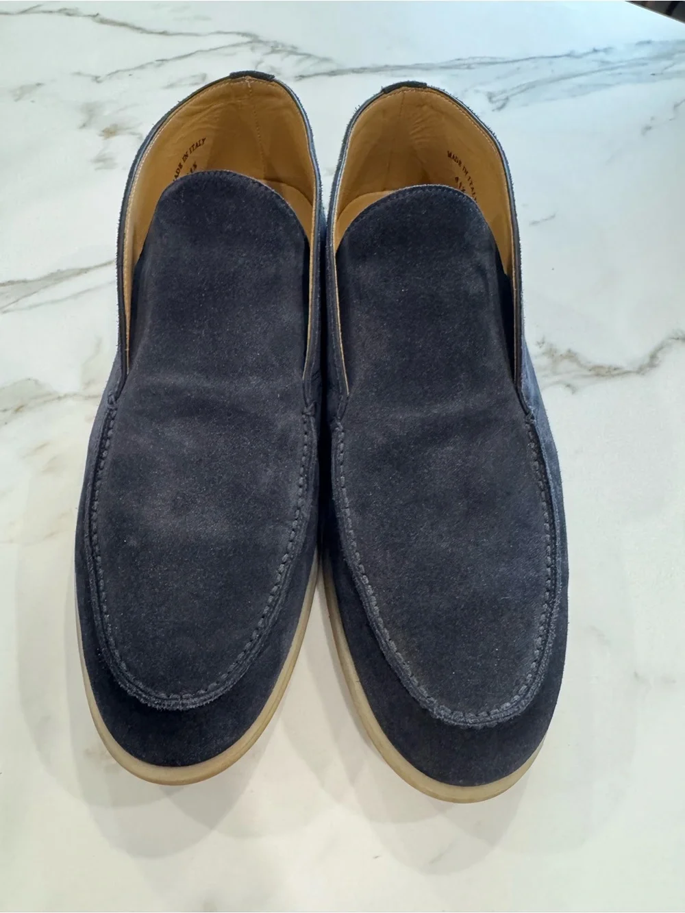 Loro Piano Men's Navy Blue Suede Open Walk Slip-On Chukka Shoes Size 41.5